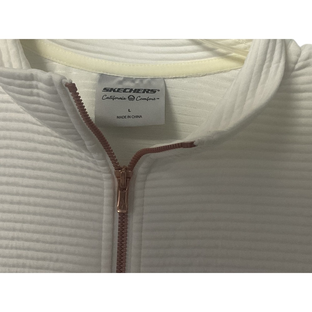 Skechers‎ California Comfort White Ribbed Full Zip Jacket Women's Size L - Picture 4 of 7